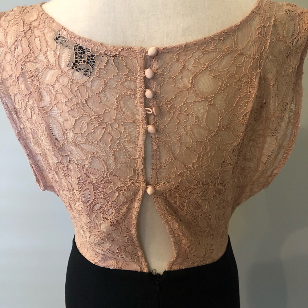 French Connection Pink Lace And Black Skirt Dress - Picture 3 of 4